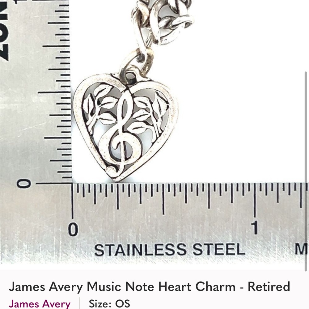 James Avery Silver Music Note Heart Charm